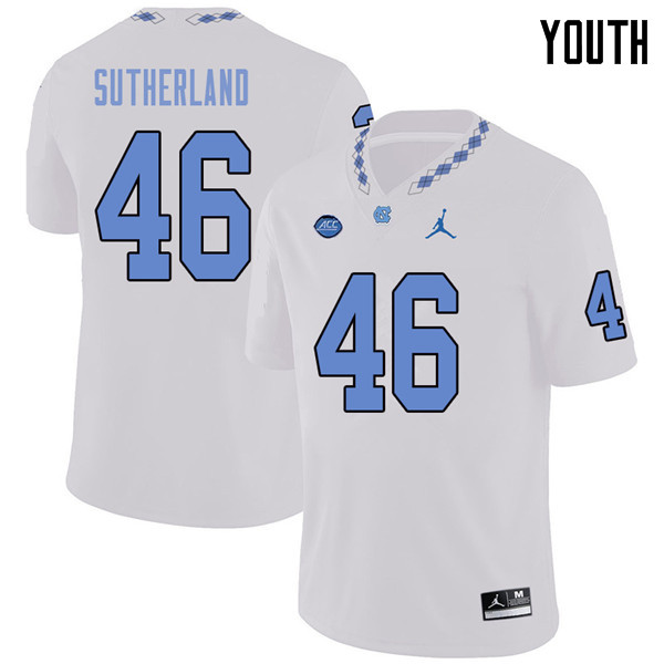 Jordan Brand Youth #46 Bill Sutherland North Carolina Tar Heels College Football Jerseys Sale-White